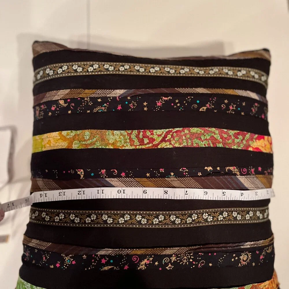 Pillow - Handmade with Different Ribbons‎ Across it